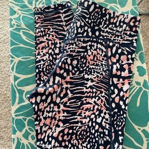 Curves N Combatboots Leggings Blue with Pink size L